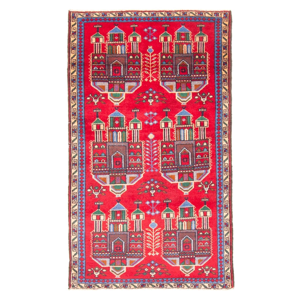 ECARPETGALLERY Hand-knotted Teimani Red Wool Rug - 2'8 x 4'8