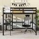 preview thumbnail 7 of 28, Multifunctional Design Wood Loft Bed with Built-in Desk, Safety Guardrails, Ladder, Full Size