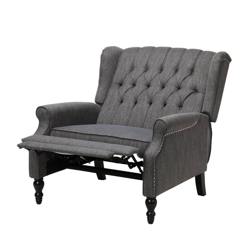Jade Oversize Wide Chair Manual Recliner, Dark Gray Button Tuft