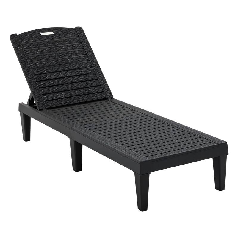 2-Piece Outdoor Chaise Lounges Resin Pool Lounge Chairs Outdoor Chaise Lounge Chair Set with Adjustable Backrest (Set of 2)