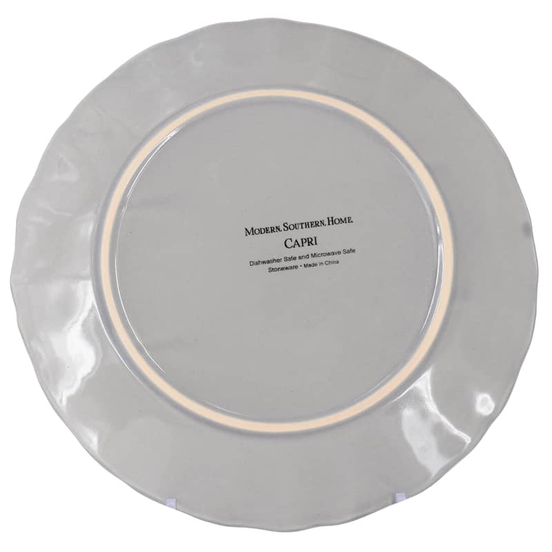Modern Southern Home Capri 6 Piece 9 Inch Stoneware Embossed Dessert Plate Set in Grey