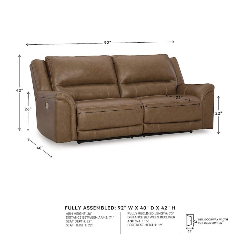 Signature Design by Ashley Trasimeno Caramel Power Reclining Sofa - 92" W x 40" D x 42" H