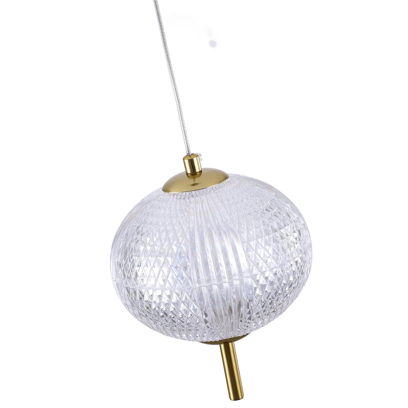 1-Light Brass Dimmable LED Single Pendant With A Clear PC Shade