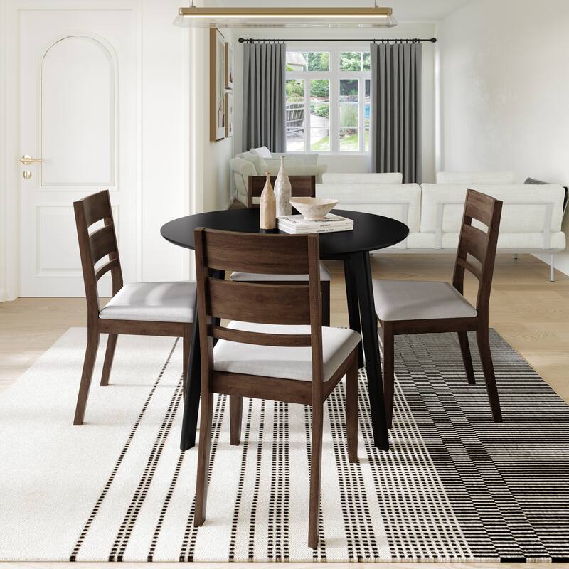 CraftPorch Elegance 4-Piece Chair and Round Table Wooden Dining Set