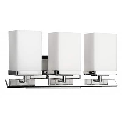 100W Max Silver Flush Mount Wall Light with 3 Frosted Glass Shades and Dimmable Hardwired Dry Rated - 8" H x 16" W x 5.5" D