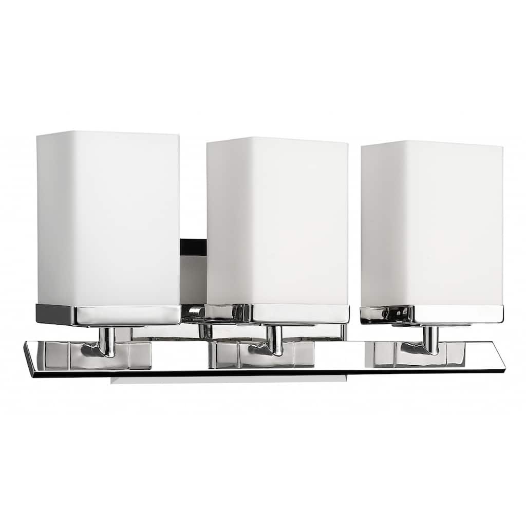 100W Max Silver Flush Mount Wall Light with 3 Frosted Glass Shades and Dimmable Hardwired Dry Rated - 8" H x 16" W x 5.5" D