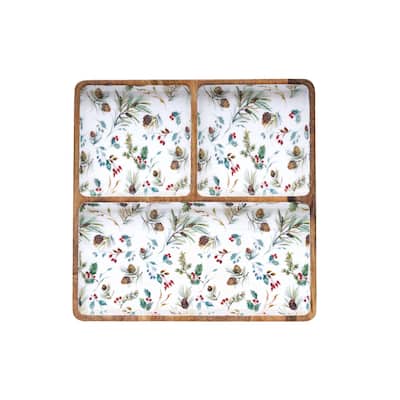 Edith 3 Partition Mango Wood Tray
