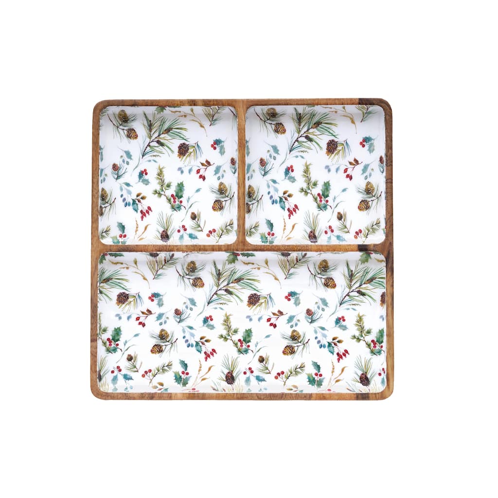 Edith 3 Partition Mango Wood Tray