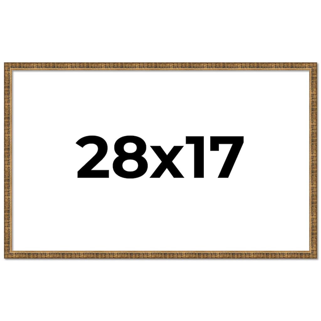 28x17 Frame Black Real Wood Picture Frame Kingsley Gold Distressed Photo Frame with UV Acrylic Foam Board Backing &