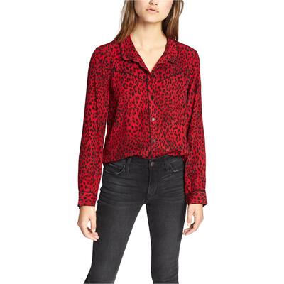Sanctuary Clothing Womens Leopard Button Up Shirt,, Red, X-Small