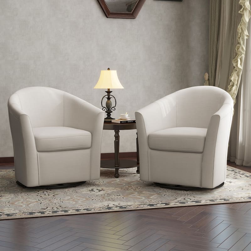 Swivel Accent Chair with Metal Base - 30.7"W x 29.9"H x 27.5"D - Beige-2Pack