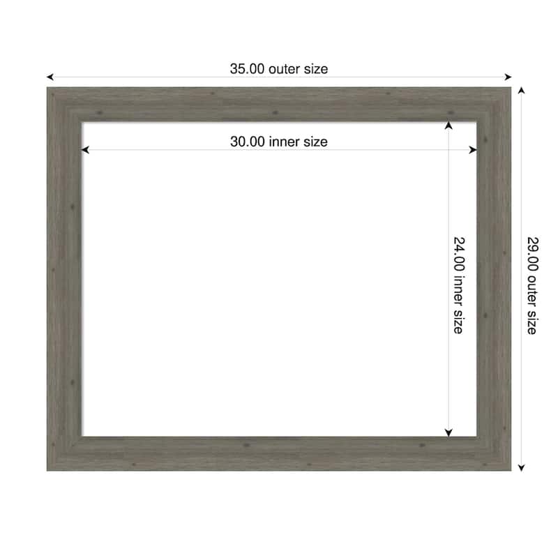 Amanti Art Fencepost Brown Narrow Framed Dry Erase Magnetic Board - 35 x 29 in - Fencepost Grey Narrow