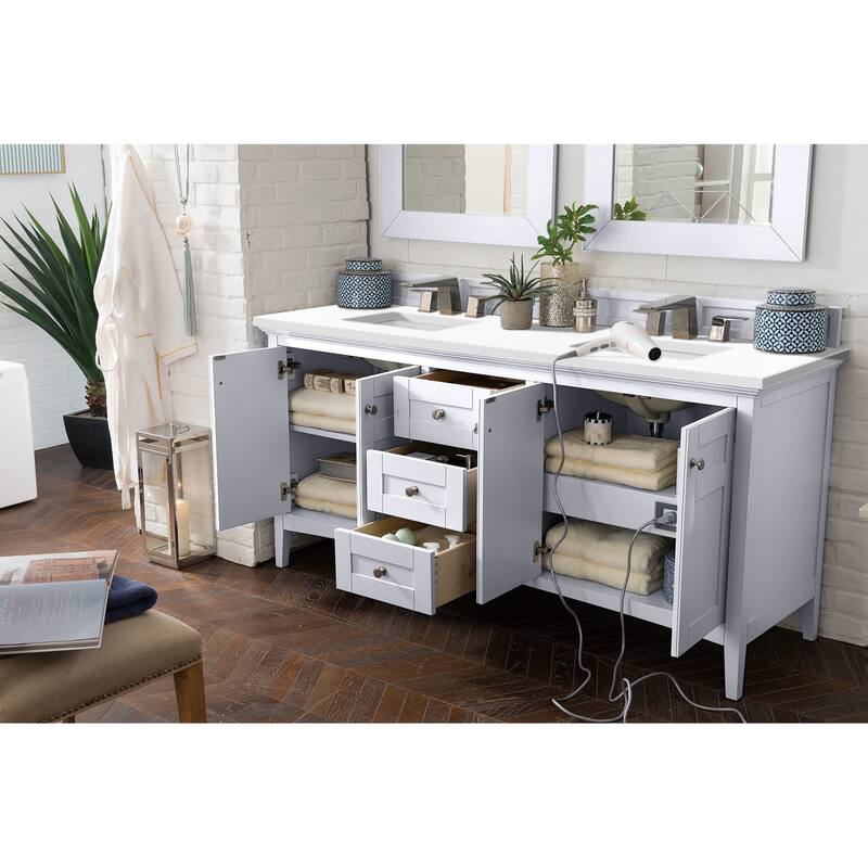 James Martin Vanities Palisades 72" Double Vanity, Bright White