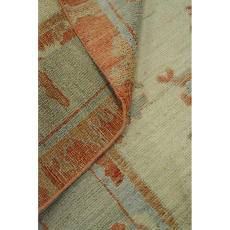 Vegetable Dye Wool Oushak Turkish Area Rug, Medallion Geometric Carpet - 9' 6'' X 8' 3''