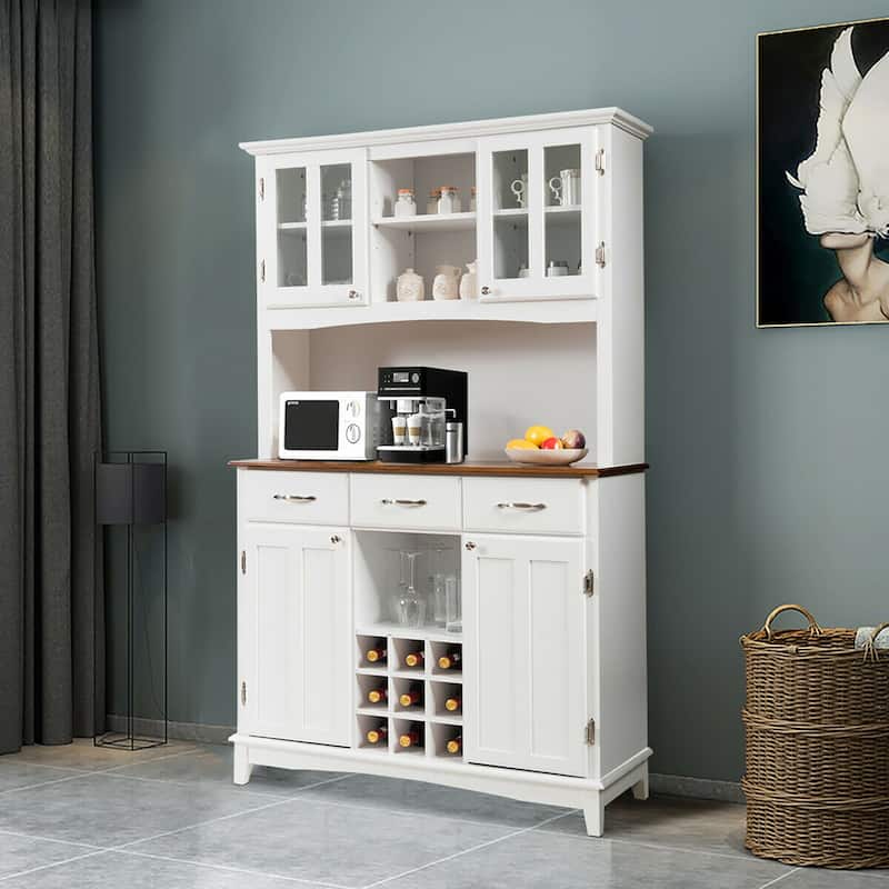 Costway Buffet And Hutch Kitchen Storage Cabinet Cupboard w/ Wine Rack - See Details