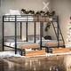 preview thumbnail 17 of 28, Full over Twin & Twin Bunk Bed, Metal Triple Bunk Bed with Drawers and Guardrails