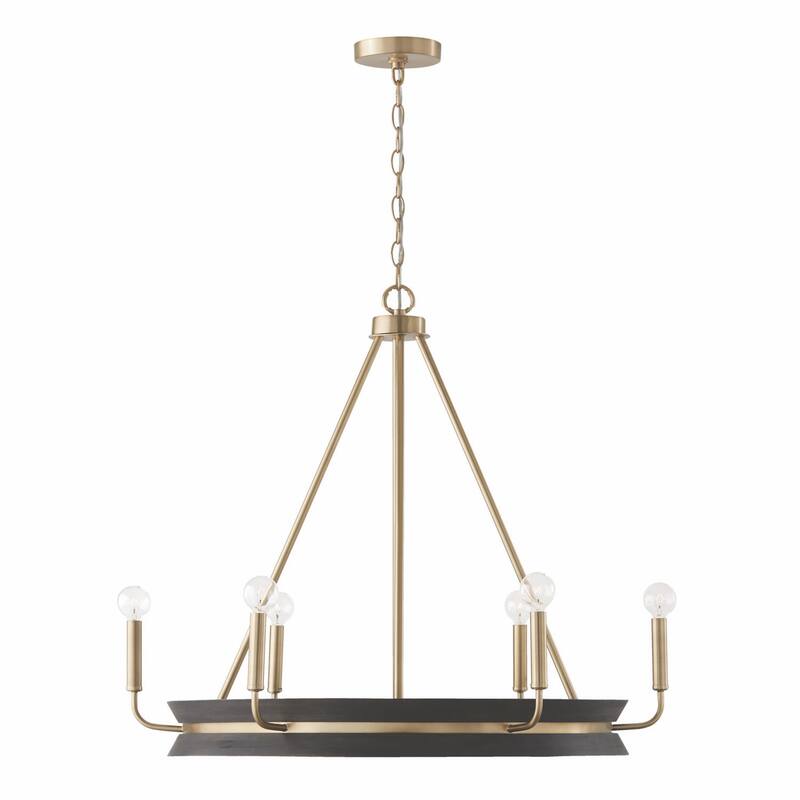 Finn 6-light Hanging Chandelier - Black Stain & Matte Brass