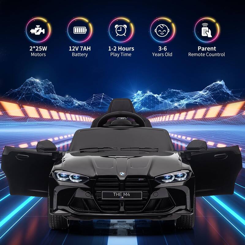 12V Ride On Toy Car for Kids with Remote Control and LED Light
