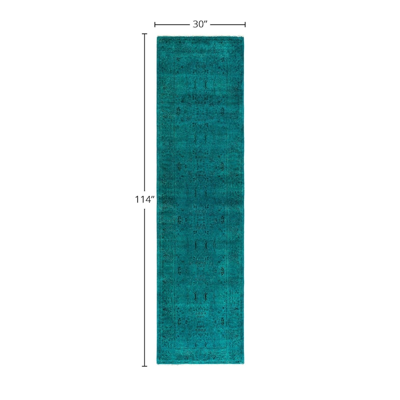 Contemporary Overdyed Wool Hand Knotted Runner - 2' 6" x 9' 6"