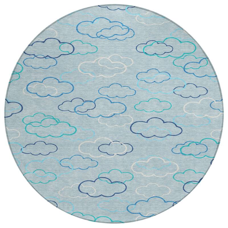 Machine Washable Indoor/ Outdoor Modern Clouds Chantille Rug