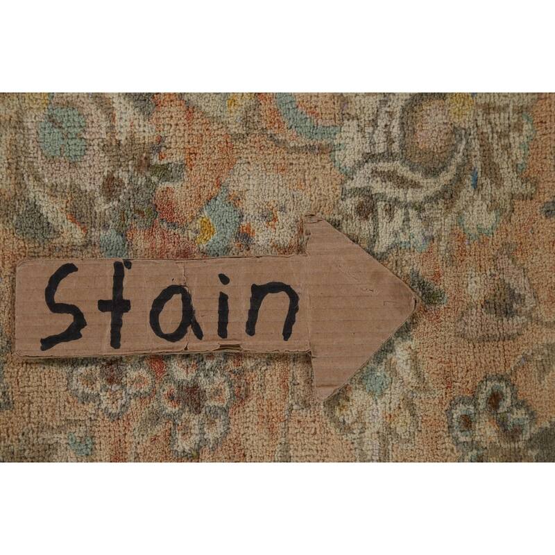 Distressed Kashan Vintage Persian Area Rug Hand-Knotted Wool Carpet - 9'8" x 13'0"