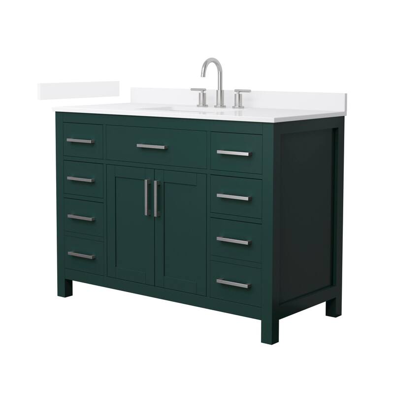 Wyndham Collection WCG2424-48S-QTZ-US3MXX Beckett 48" Free Standing - Green / White Quartz Top / Brushed Nickel Hardware