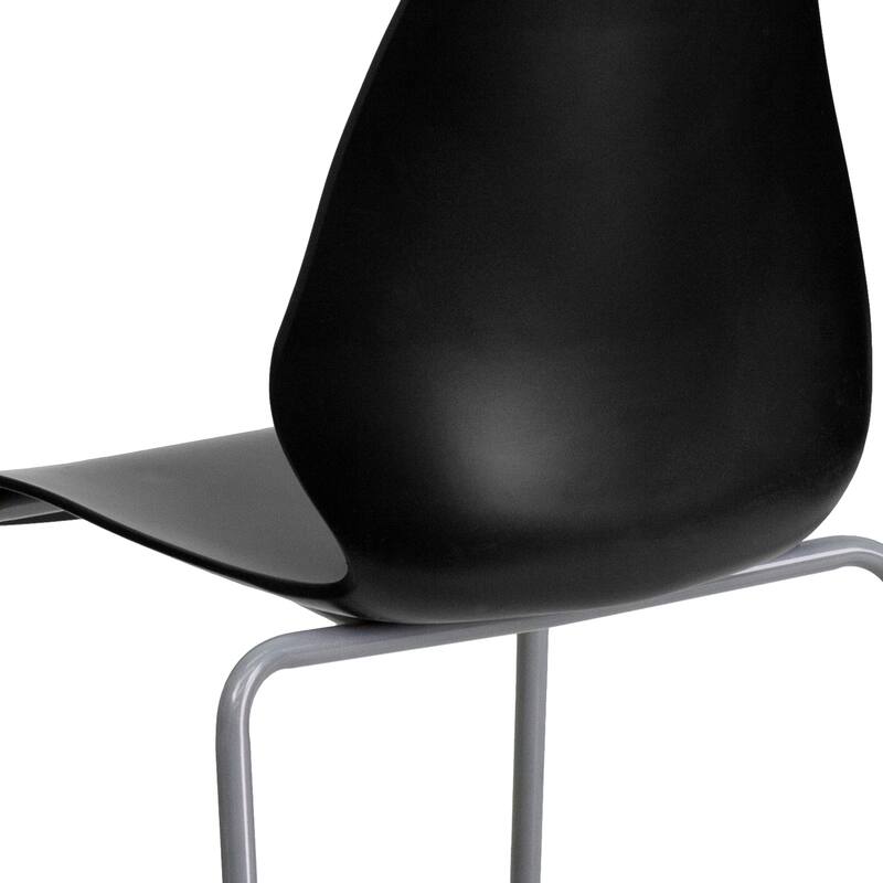 HERCULES Series Stack Chair with Lumbar Support and Silver Frame