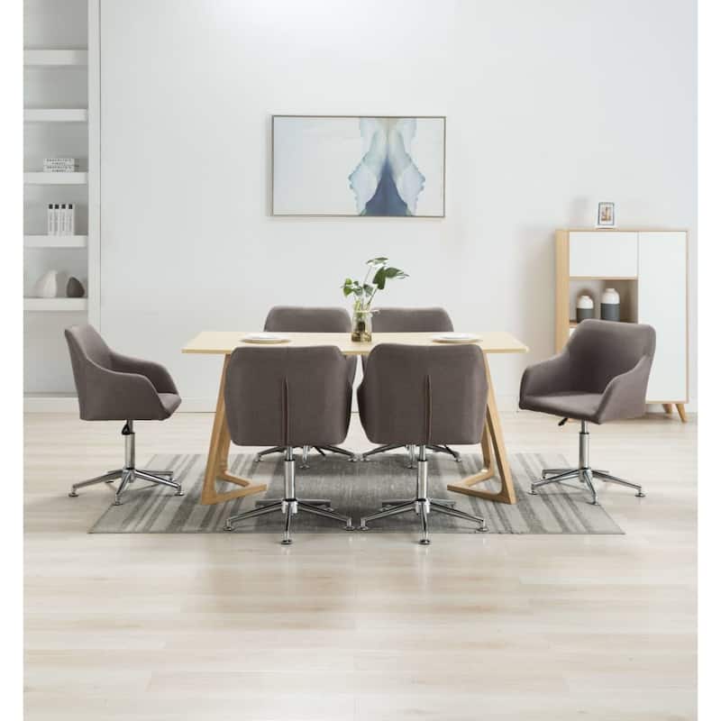 vidaXL Dining Chair 360 Degrees Swivel Accent Desk Chair with Arms Fabric - 21.7" x 20.9" x (30.7"-36.2")
