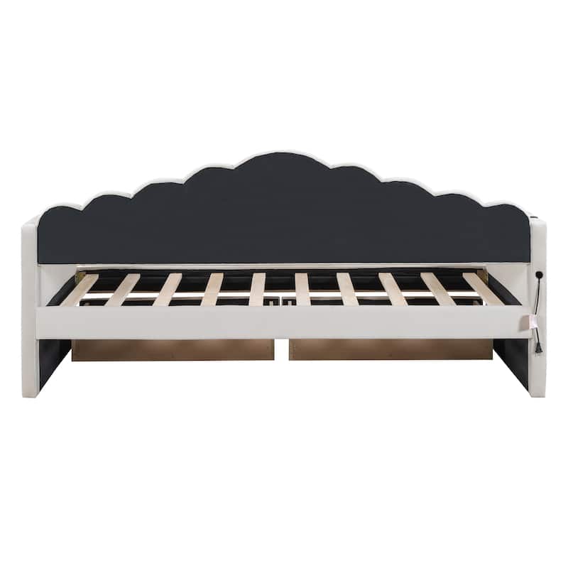 Twin Velvet Daybed with 2 Drawers & USB Ports