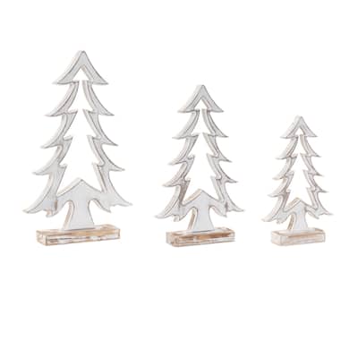 Wood Pine Tree Outline (Set of 3) - N/A