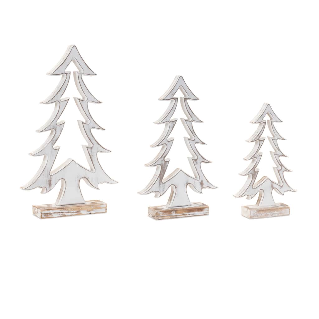 Wood Pine Tree Outline (Set of 3) - N/A
