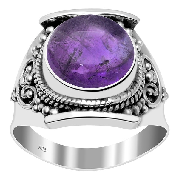 Multi Color Gemstones Sterling Silver Round Filigree Ring by Orchid Jewelry. Opens flyout.