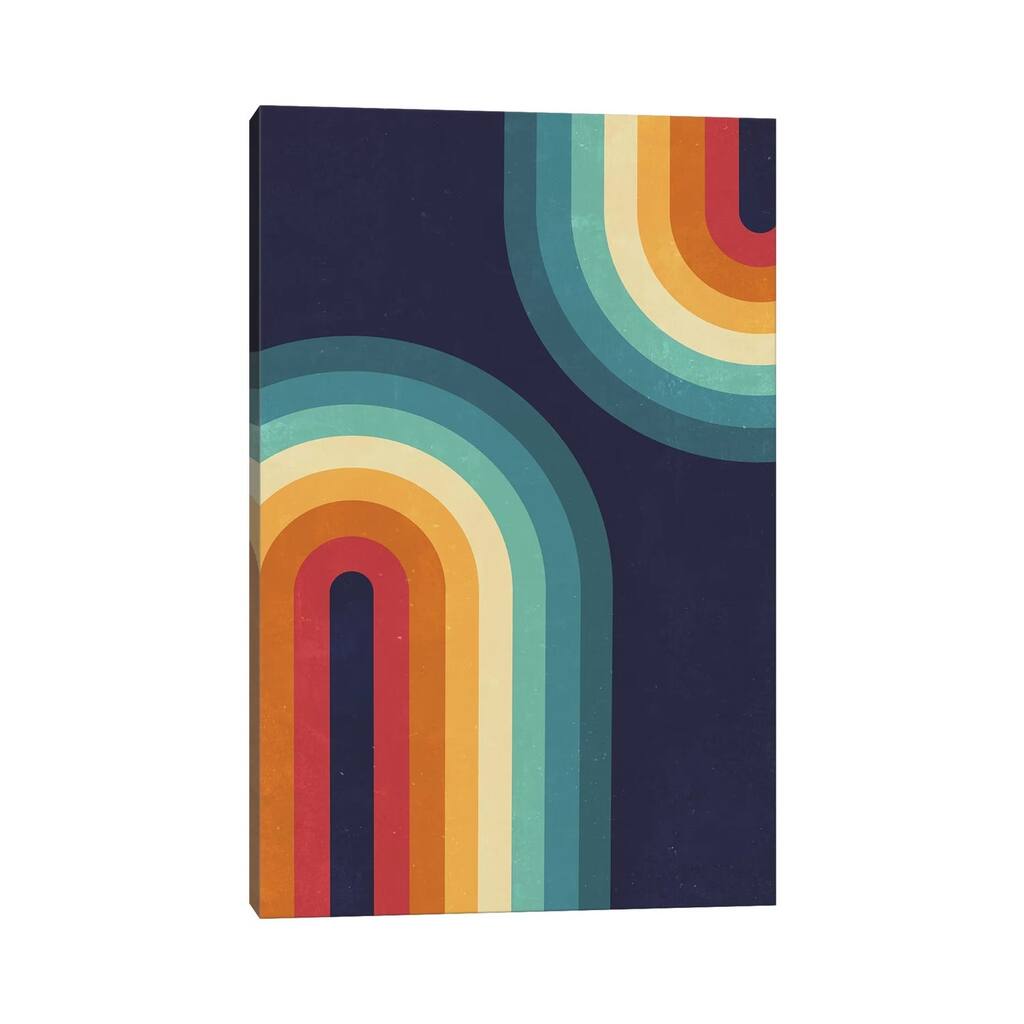 iCanvas "Double Rainbow On Blue" by Emanuela Carratoni Canvas Print