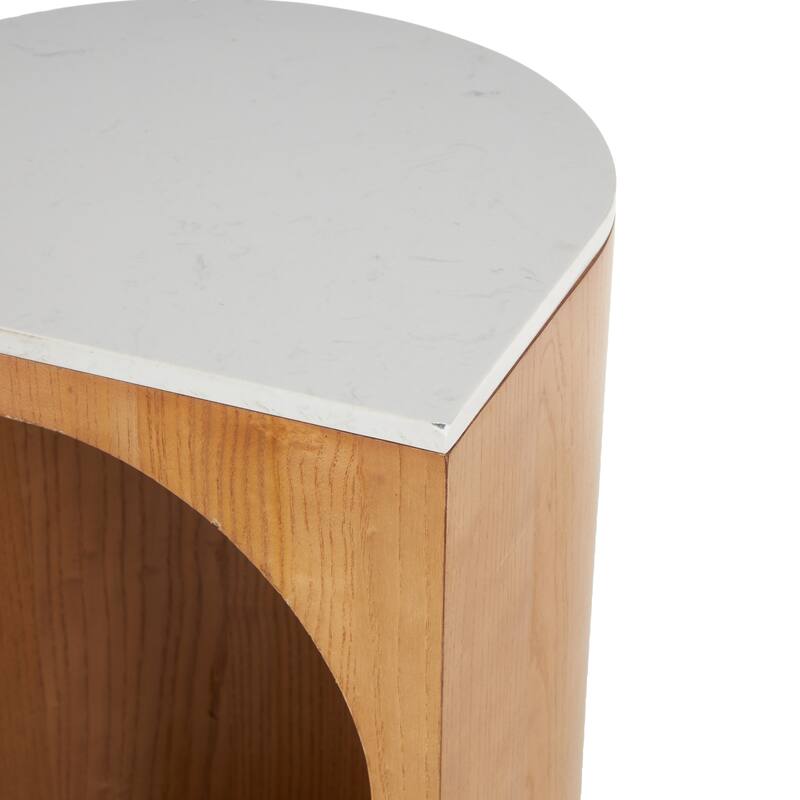 Wood Cutout Arch Accent Table with White Marble Tabletop - Brown or Black - Roche River Decor