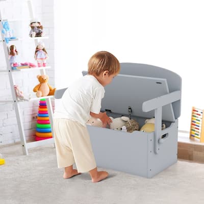 3-in-1 Kids Convertible Storage Bench Wood Activity Table and Chair Set - Chair: 24" x 16.5" x 22.5"