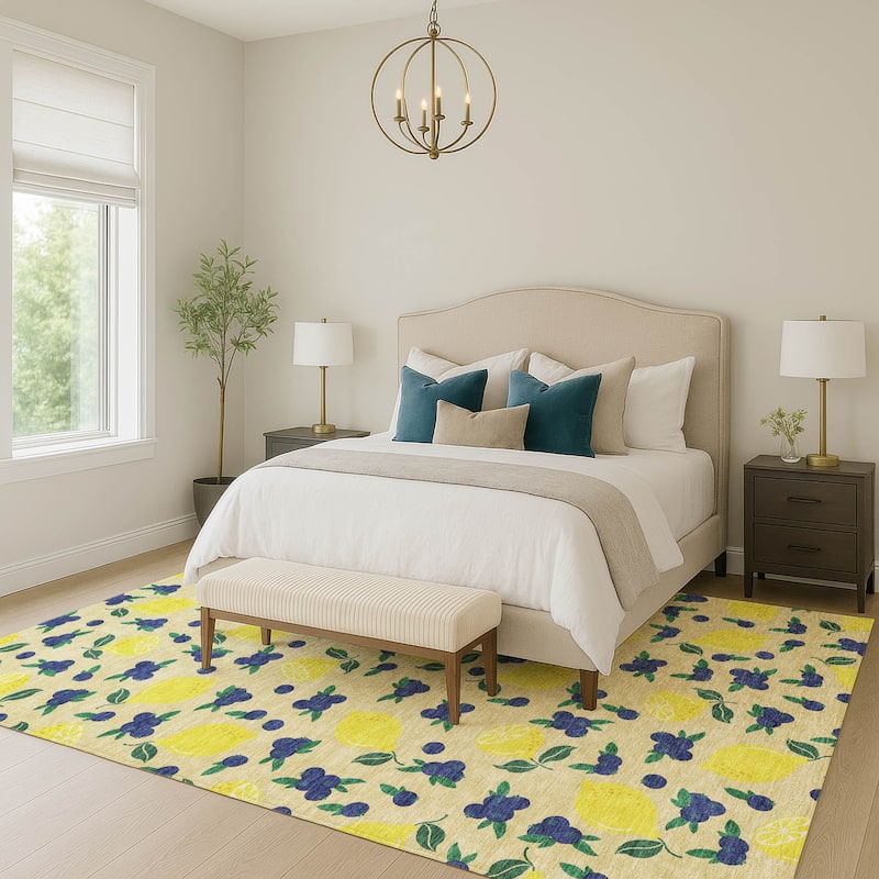 Machine Washable Indoor/ Outdoor Citrus Berry Chantille Rug