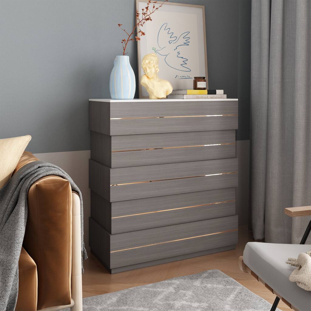 37.5"H Modern Accents Five-Drawer Cabinet - Versatile Storage Chest
