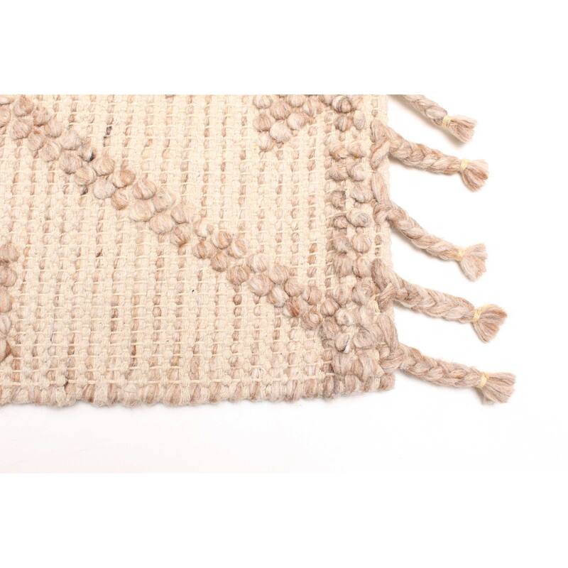 ECARPETGALLERY Braid weave Sienna Beige Wool Rug - 5'2 x 7'4