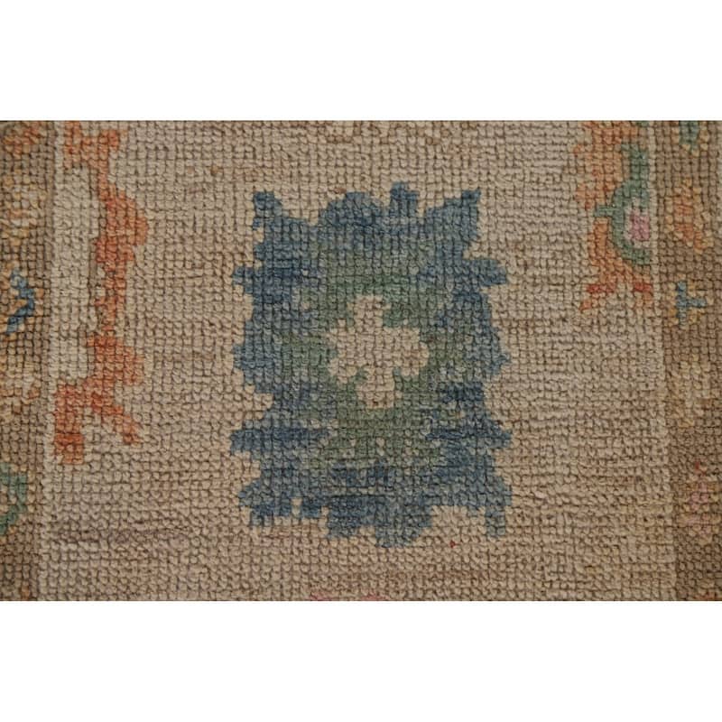 Hand-knotted Oushak Turkish Runner Rug Oriental Wool Carpet - 2'7"x 9'11"