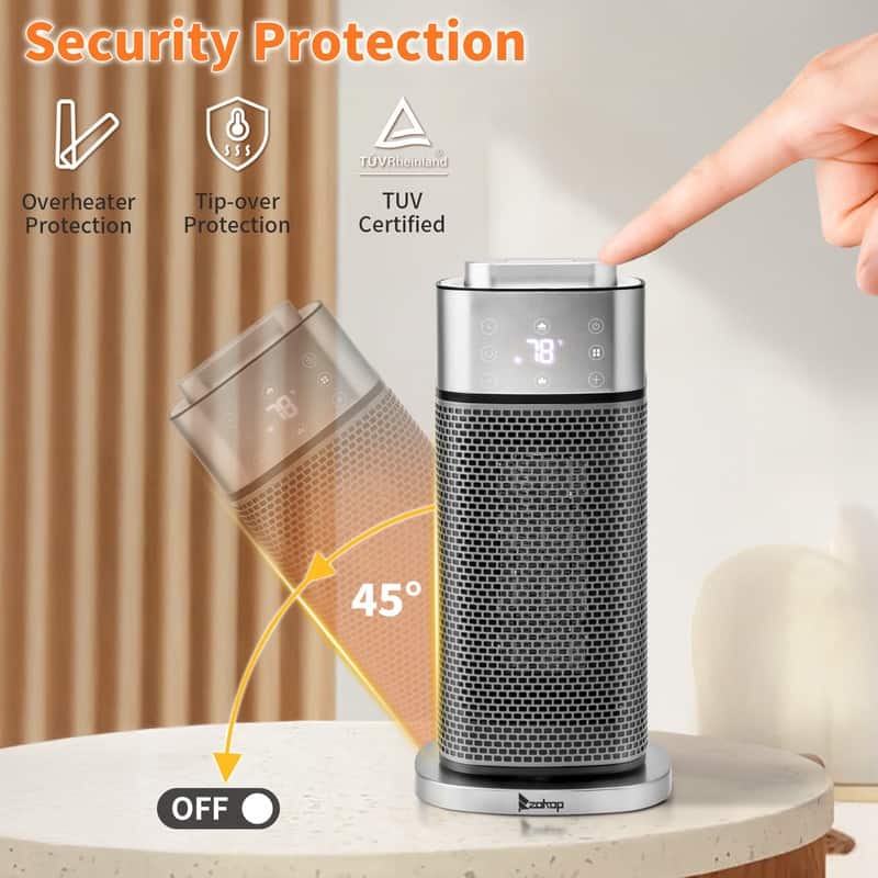 1500-Watt 16-inch Electric Tower Space Heater Built-in Humidifier with Remote Control