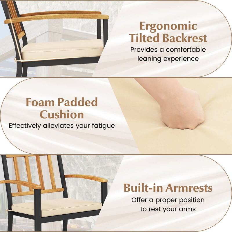 Coatway 5 Pieces Outdoor Acacia Wood Dining Set with Cushions for - See Details