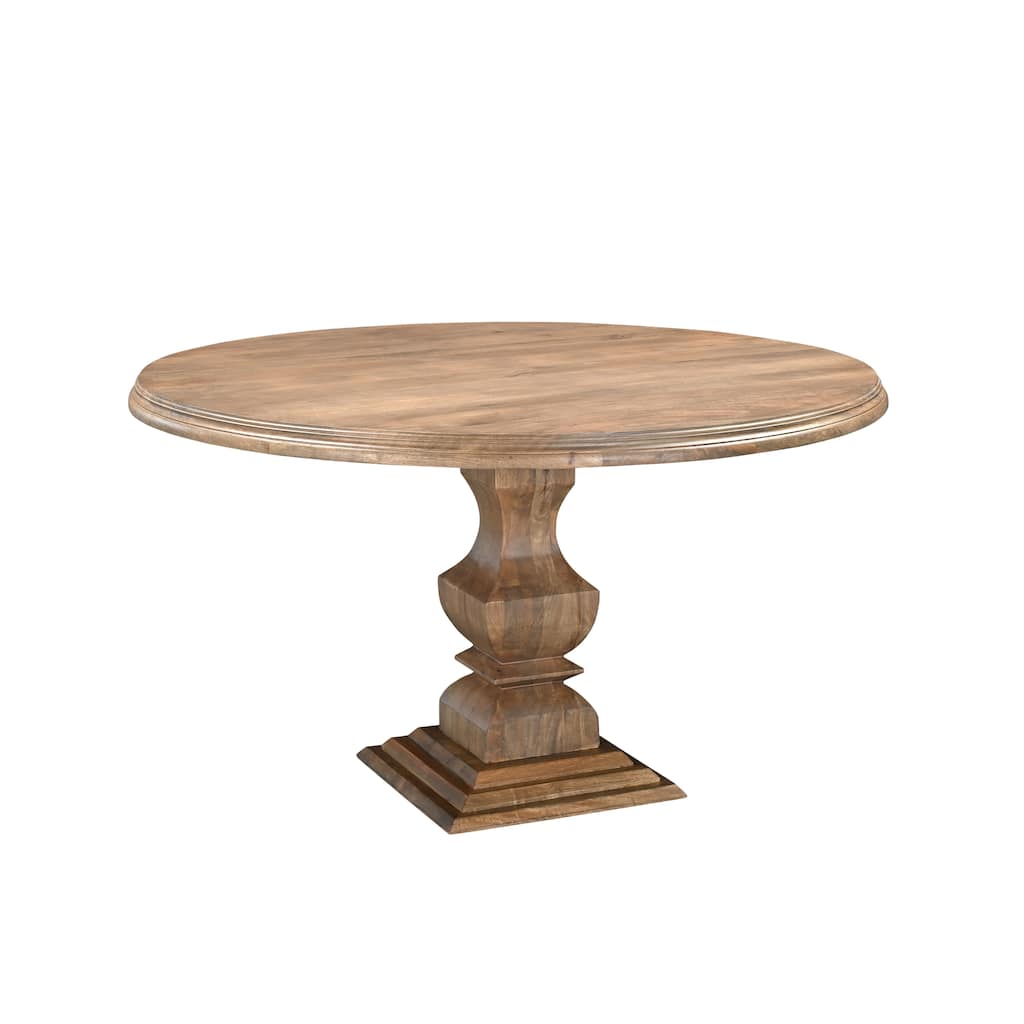 Willow 54" Round Solid Wood Pedestal Dining Table - Brown