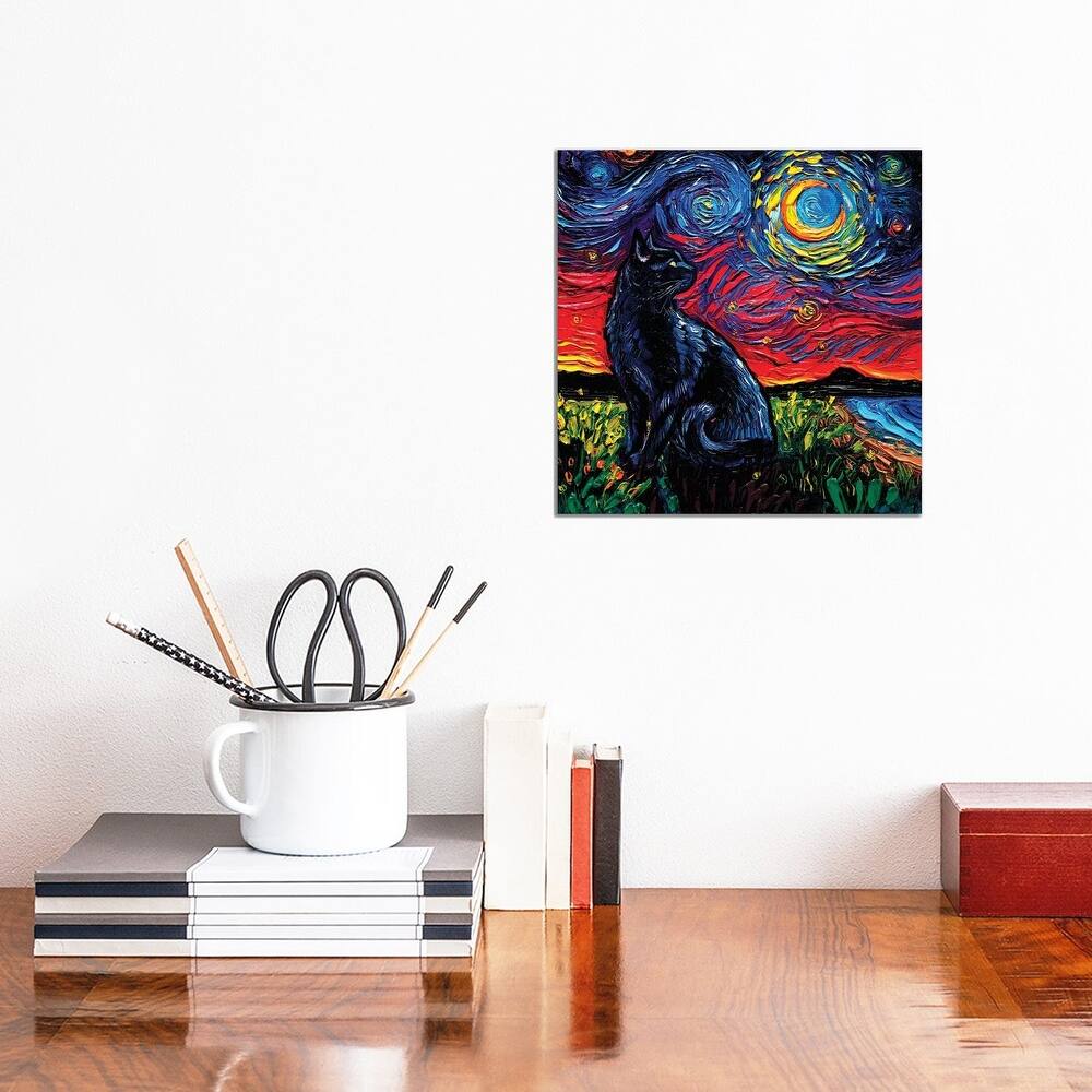 iCanvas "Black Cat Night II" by Aja Trier Canvas Print