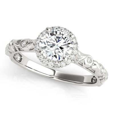 Auriya Vintage-Style 14k White Gold Round Lab Grown Diamond Halo Engagement Ring (0.5 to 5 ct. tw., F-G VS)