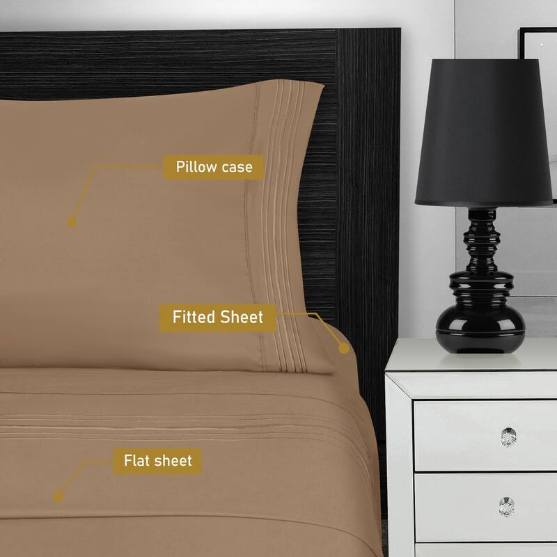 Superior Embroidered Microfiber Deep Pocket Bed Sheet Set