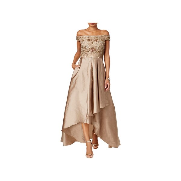 Adrianna Papell Womens Formal Dress Off-The-Shoulder Full-Length