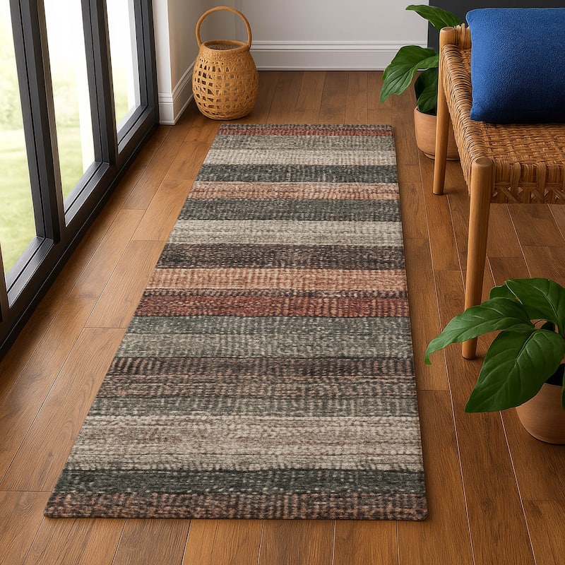 Premium Washable Super Soft Ombre Stripes Mayfield Rug - Paprika - 2'3" x 7'6"