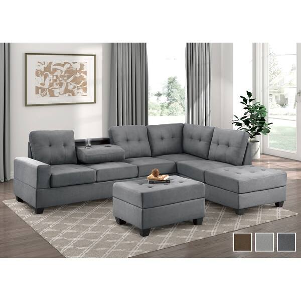 Fresno Reversible Sectional Sofa with Ottoman On Sale Bed Bath