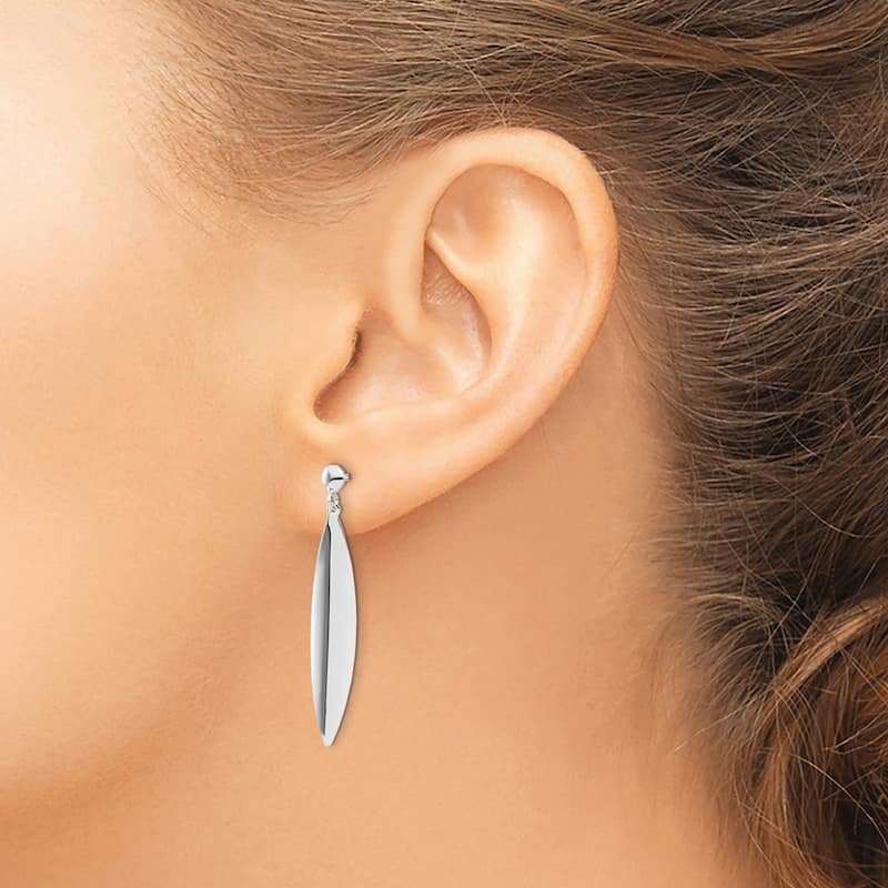 Curata 14k White Gold Polished Post Guardian Angel Earrings - 36x6.36mm