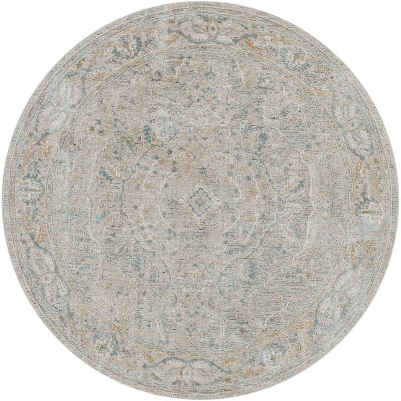 Livabliss Casual Brunswick Medallion Area Rug - 7'10" x 7'10" Round - Grey